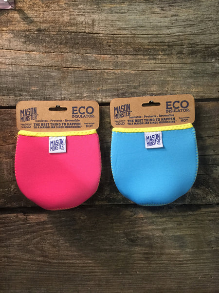 Eco Insulator™ - Pint - Reversible (Hot Pink / Light Blue with Yellow Binding & Stitching) - "The Beach Ball"
