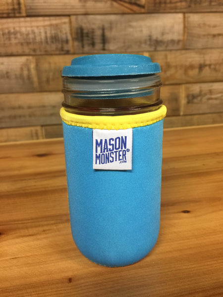 Eco Insulator™ - Jelly Jar - Reversible (Hot Pink / Bright Blue with Yellow Binding & Stitching)