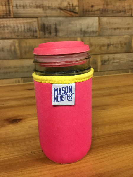 Eco Insulator™ - Jelly Jar - Reversible (Hot Pink / Bright Blue with Yellow Binding & Stitching)