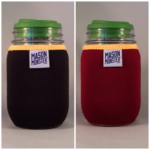 Eco Insulator™ - Pint - Reversible (Black / Burgundy with Gold Binding & Stitching)