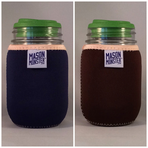 Eco Insulator™ - Pint - Reversible (Navy Blue / Brown with Tan Binding & Stitching)