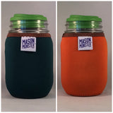 Eco Insulator™ - Pint - Reversible (Dark Green / Orange with Brown Binding & Stitching)