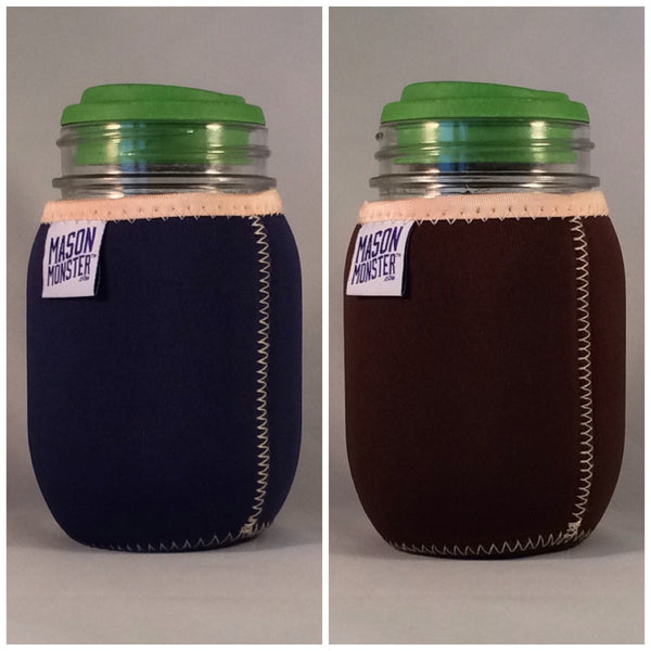 Eco Insulator™ - Pint - Reversible (Navy Blue / Brown with Tan Binding & Stitching)