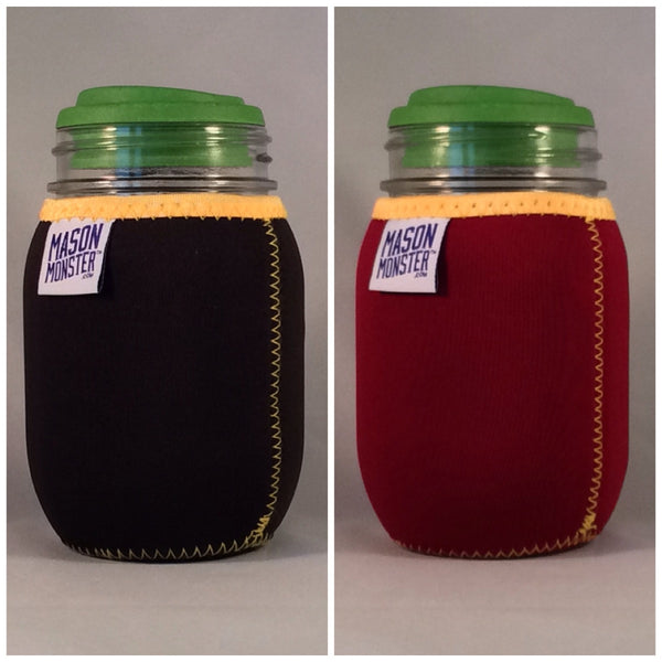 Eco Insulator™ - Pint - Reversible (Black / Burgundy with Gold Binding & Stitching)