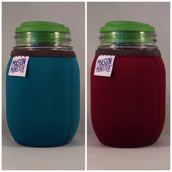 Eco Insulator™ - Pint - Reversible (Teal / Burgundy with Gray Binding & Stitching)