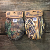 Eco Insulator™ - Quart - Reversible (Woodland & Wetland CAMO with Brown Binding & Stitching)