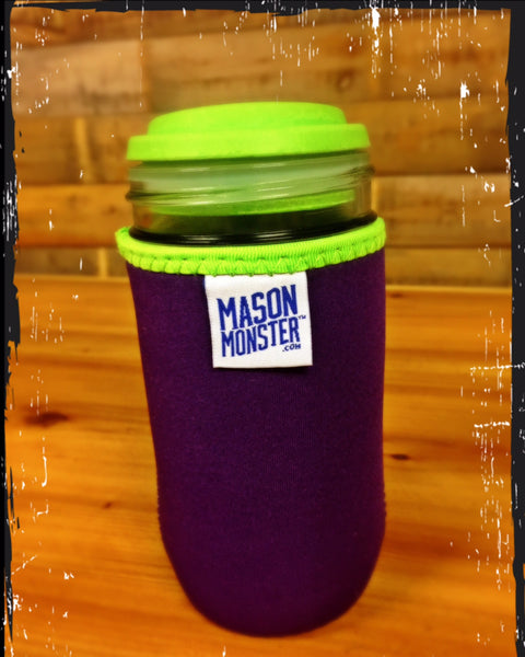 Eco Insulator™ - Jelly Jar - Reversible (Purple / Blue with Lime Green Binding & Stitching)
